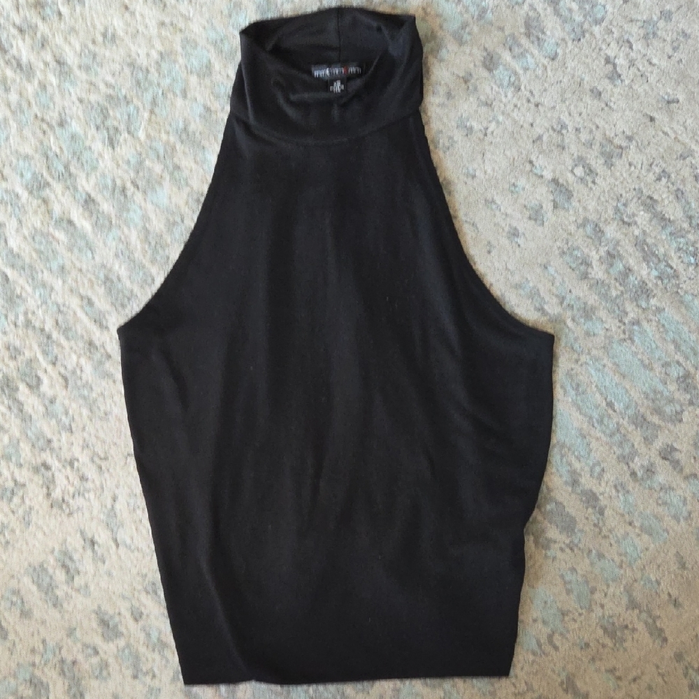 Moa Moa Black High Neck Crop Top XS | Sleek Minimal Halter Tank